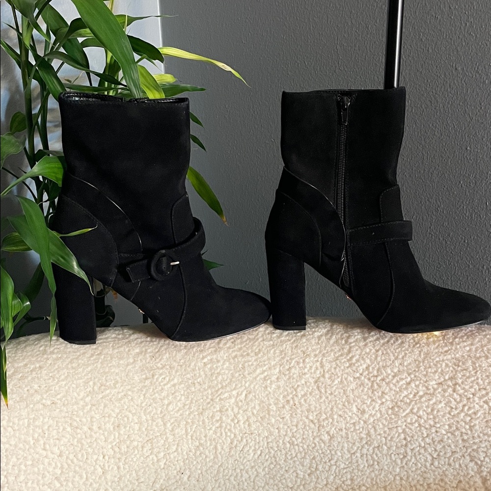 Kensie Black Heeled Boots with Strap Detail- Never worn!
